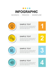 Business infographic template. 4 Step timeline journey. Process diagram, 4 options on white background