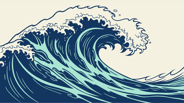 Ocean wave art print japanese wave kanagawa wave illustration sea wave drawing coastal decor wall art print is here