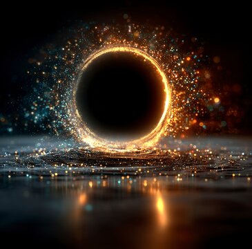 Hyperrealistic Glowing Particle Infinity Symbol with Color Spectrum, Neon Energy Loop on Dark Background, Abstract Sci-Fi Light Effect