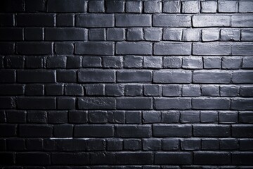 Dark Brick Wall: A captivating view of a dark brick wall with shadows creating a unique visual texture, with individual bricks forming a solid, structured surface.