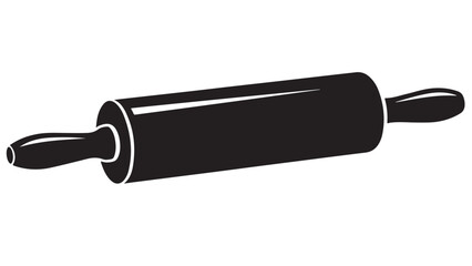 Black rolling pin illustration on white background, kitchen utensil design element