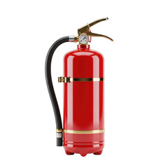 Red and gold fire extinguisher isolated on transparent background