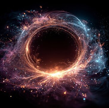 Hyperrealistic Glowing Particle Infinity Symbol with Color Spectrum, Neon Energy Loop on Dark Background, Abstract Sci-Fi Light Effect