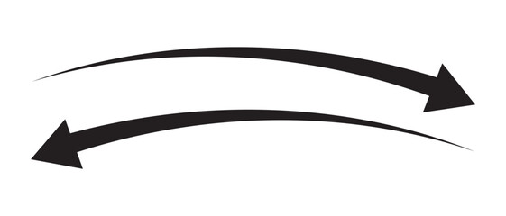 Long curve arrow icon isolated on white background. flat style Arrow symbol. black large long line arrow vector. Vector illustration. 