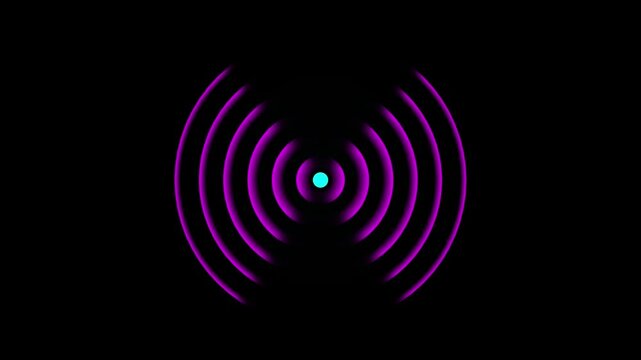 Network tower produced radio wave concept on white background. radio waves royal perple color animation. Radio wave signal technology animation.