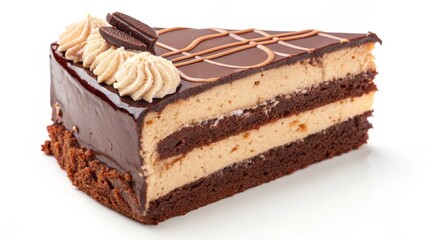 Chocolate Fudge Layer Cake Creamy Filling, Decadent Glaze, Close-Up View, Dessert Photography, Delicious Treat, Food Photography Cake, Dessert