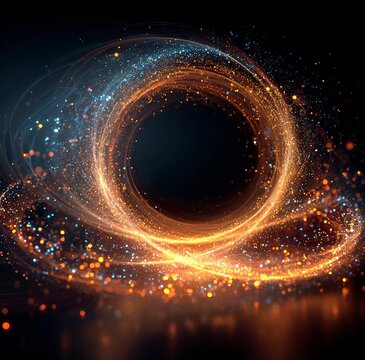 Hyperrealistic Glowing Particle Infinity Symbol with Color Spectrum, Neon Energy Loop on Dark Background, Abstract Sci-Fi Light Effect