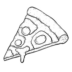 Sketch Illustration of Pizza Slice with Pepperoni