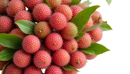 Fresh Lychee Cluster – Close-Up of Rosy-Pink Lychee Fruits Densely Packed in a Mound Isolated on Transparent Background