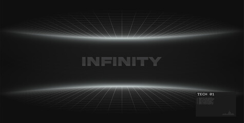 Futuristic digital curved mesh wireframe grid. Mirrored tech grid. High-tech innovation and data systems. Cyber space. Futuristic for product presentation.