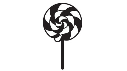 Black and white lollipop illustration on a white background, design element