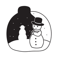 Kid Hugging Snowman Wearing Scarf Silhouette