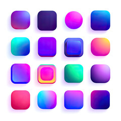 Set of colorful,  gradient-filled  buttons