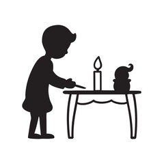 Kid Writing Christmas Wishlist Letter Silhouette