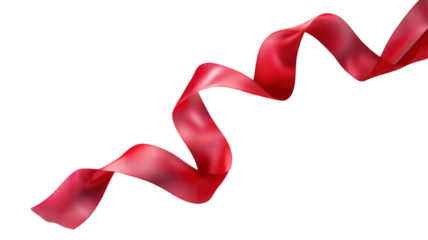 Red ribbon isolated on white background