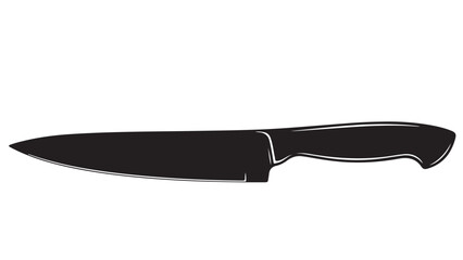 Chef knife illustration on white background, black vector design element