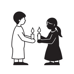 Kids Lighting Advent Candles Silhouette Art
