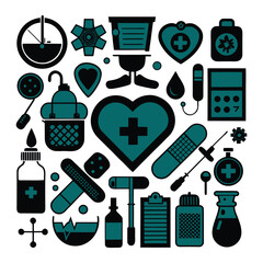 Medical Icons in Modern Style Representing Healthcare and Medicine Themes
