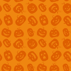 Seamless repeating halloween orange pumpkin pattern. Suitable for fabric, packaging, label. Vector illustration.