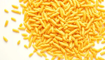 Fototapeta premium A heap of dry rotelle pasta against a white background, product shot, Rotelle pasta