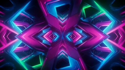 Neon Pink And Blue Geometric Shapes Abstract Background - Powered by Adobe