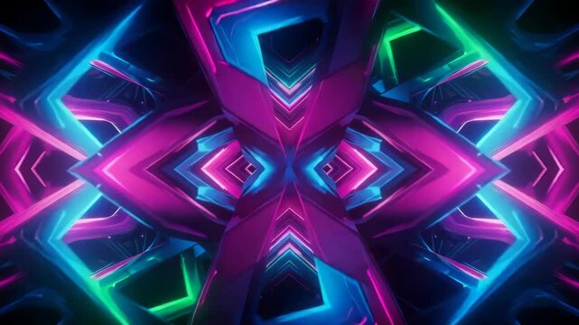 Neon Pink And Blue Geometric Shapes Abstract Background