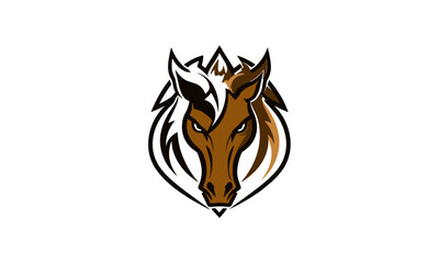 Fantasy Horse Head – Stylized White and Brown Tribal Horse with Sharp Features