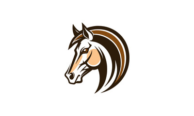 Curved Brown Horse Head – Side View Logo with Elegant Lines