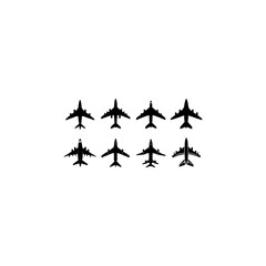 Planes silhouette set vector  