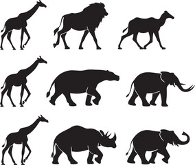 Fototapeta premium animal silhouette vector, Bundle icons and white background 
