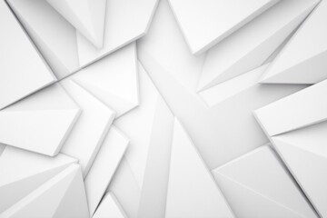 Fototapeta premium Abstracted White Polygonal Shapes with Soft Shadows on a Clean Background