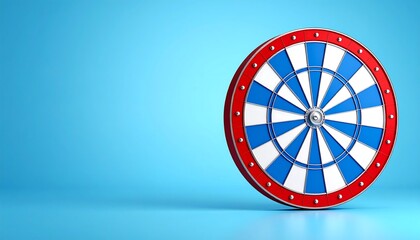 3D dartboard on light blue background