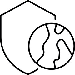 Planet next to Shield Outline Image for Graphic and Web Design, Apps, Adverts, Various Cards