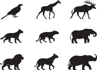 Fototapeta premium animal silhouette vector, Bundle icons and white background 