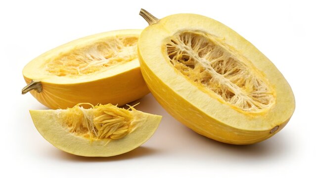 Halved Yellow Spaghetti Squash, Close-up Studio Shot, Food Photography, Vegetable. Spaghetti Squash, Food