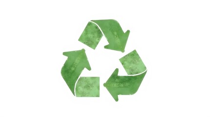 Obraz premium A green watercolor illustration of the universal recycling symbol. Represents environmental conservation, sustainability, ecology, and reusing materials.