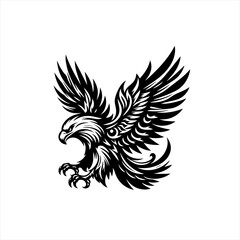 Obraz premium An eagle with spread wings is isolated on white background