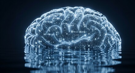Mathematical Mind: Brain of Equations in Water (AI Generated)