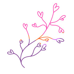 Simple doodle flower decoration frame illustration inspired by twig and tendrils icon summer pink, orange, purple color sthat can be use for social media, wallpaper, sticker, banner, t-shirt,  e.t.c.