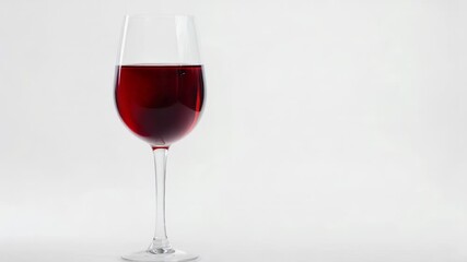 A glass of red wine against a clean white background, perfect for food and drink related compositions or as a symbol of sophistication
