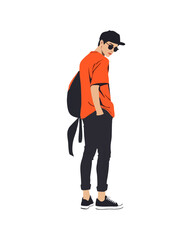 Detailed flat vector people and illustration, man with casual outfit