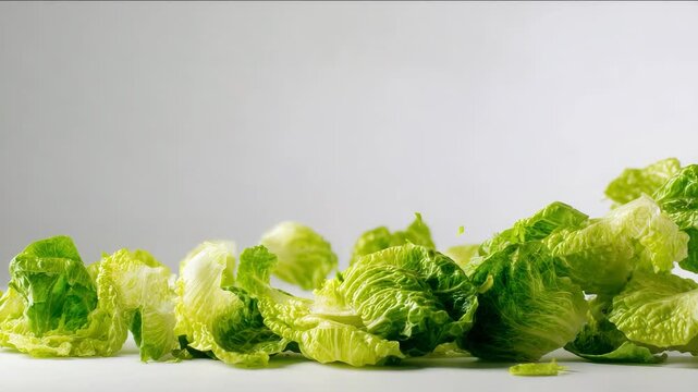 Tearing lettuce leaves into bite-size pieces