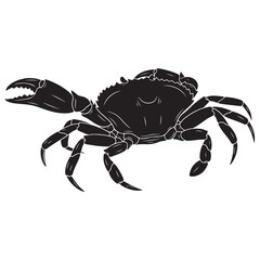 Black crab illustration on white background, vector design element