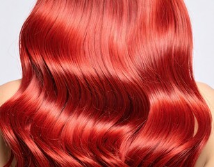 Vibrant red hair, wavy texture
