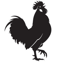 Black rooster silhouette illustration on white background