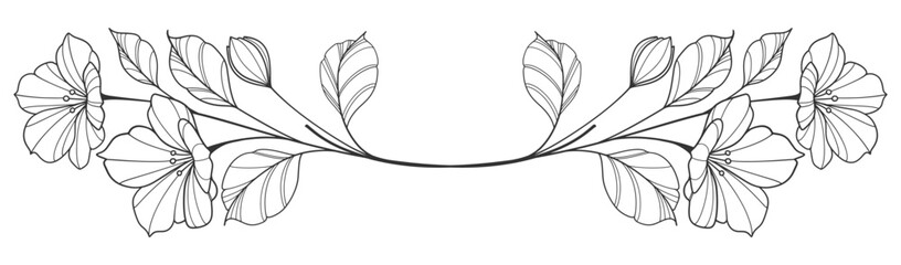 flower and leaves drawing. Vector hand drawn engraved floral card. Botanical, branch and flower Black ink sketch. Great for tattoo, invitations, greeting cards, decor
