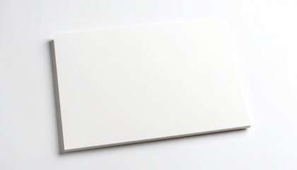 Off-White Rectangular Art Board With Deckle Texture and Folded Edge Isolated on White Background