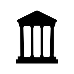 Black and white image featuring a silhouette of a classical building structure
