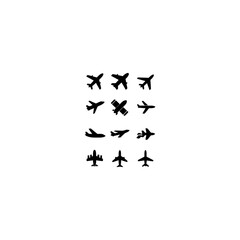 Obraz premium Airplanes set silhouette vector illustration