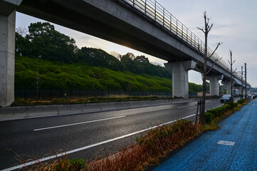 Fototapeta premium The street view of Nagoya, Japan. Nagoya road scene in non-urban district. Rural scene in Nagoya, Japan. Travel concept.